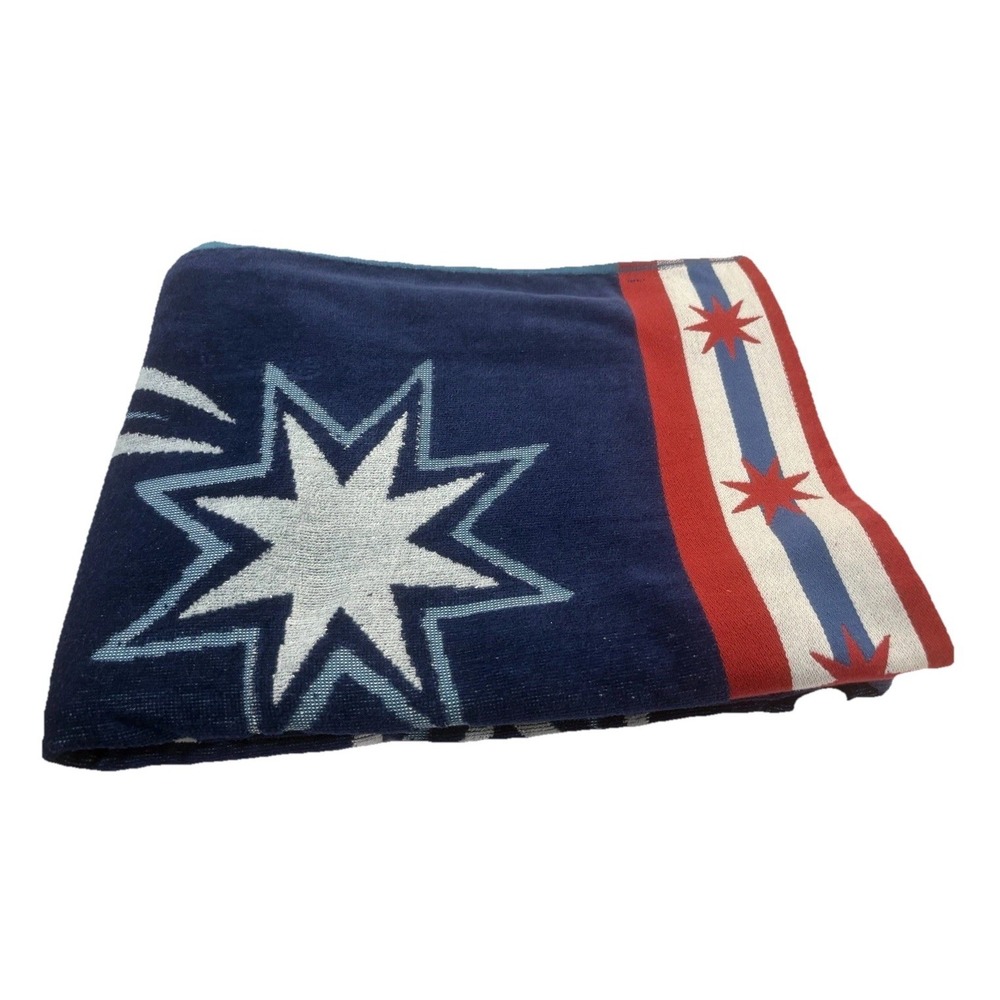 Vtg Kmart Beach Towel Stars & Fireworks American Patriotic 100% Cotton Pool Gear